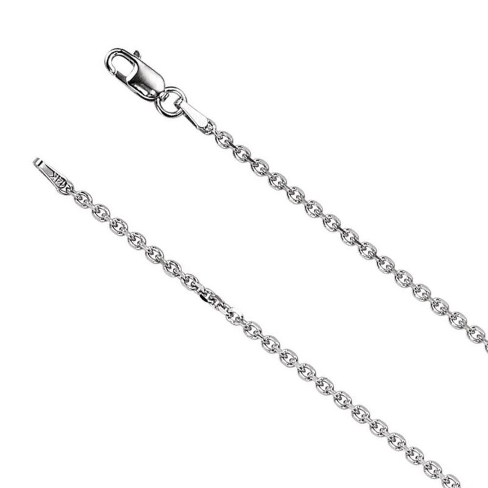 1.75mm 14k White Gold Solid Cable Chain Lobster Clasp 18 Inch Necklace